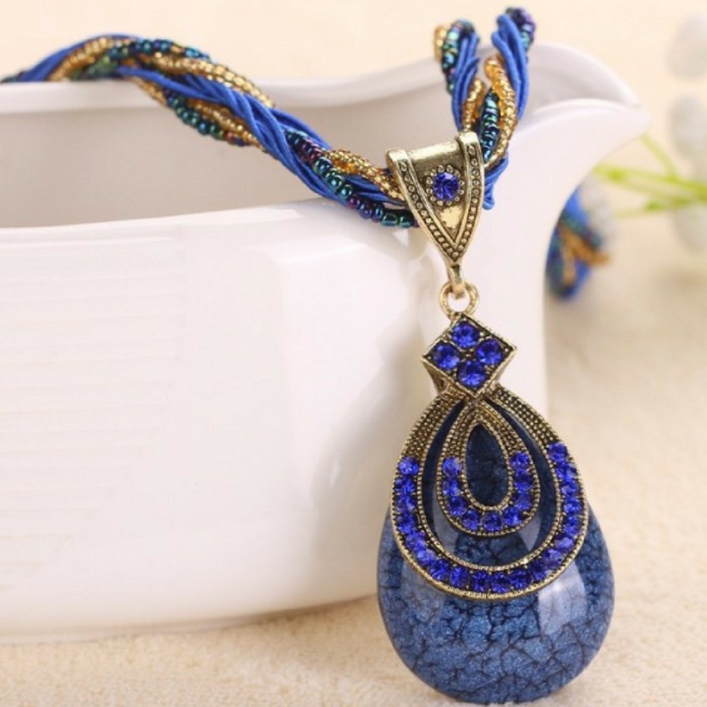 Necklace & Earrings - A-Pear-Antly Perfect Dk Blue